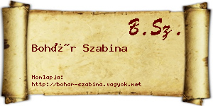 Bohár Szabina névjegykártya