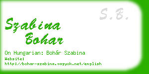 szabina bohar business card