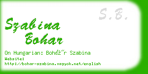 szabina bohar business card